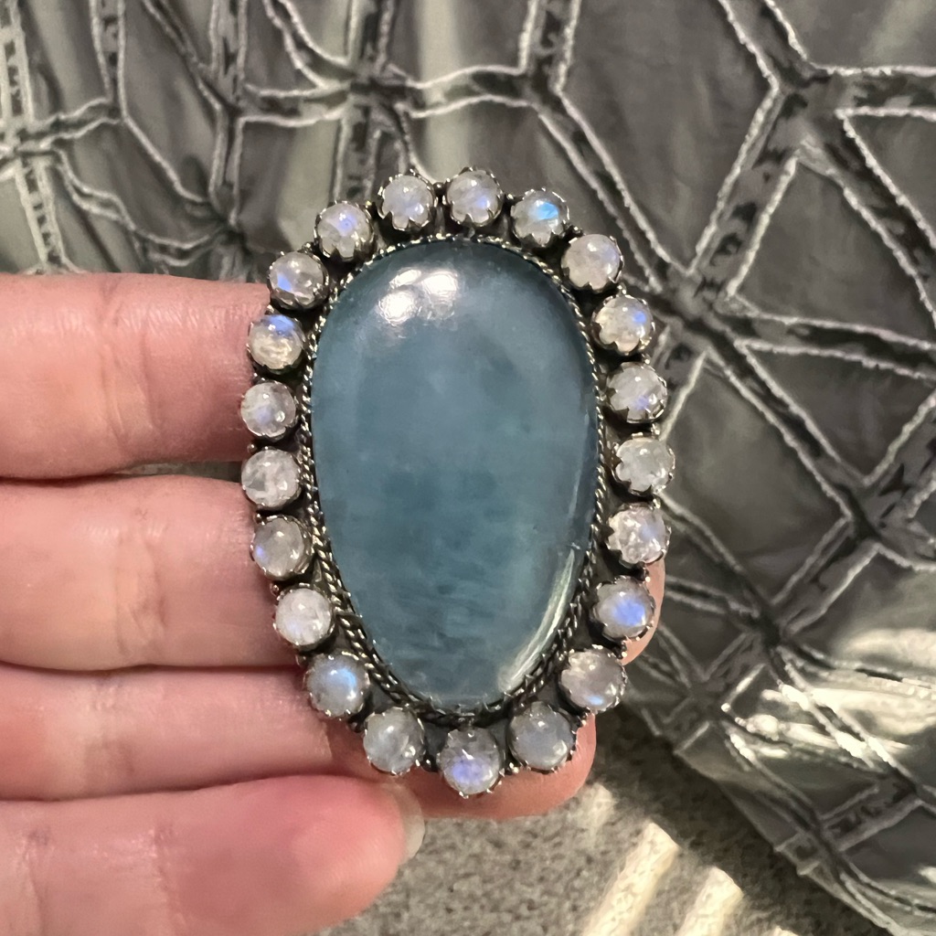 Sterling Silver Chalcedony And Moonstone Cluster Ring
